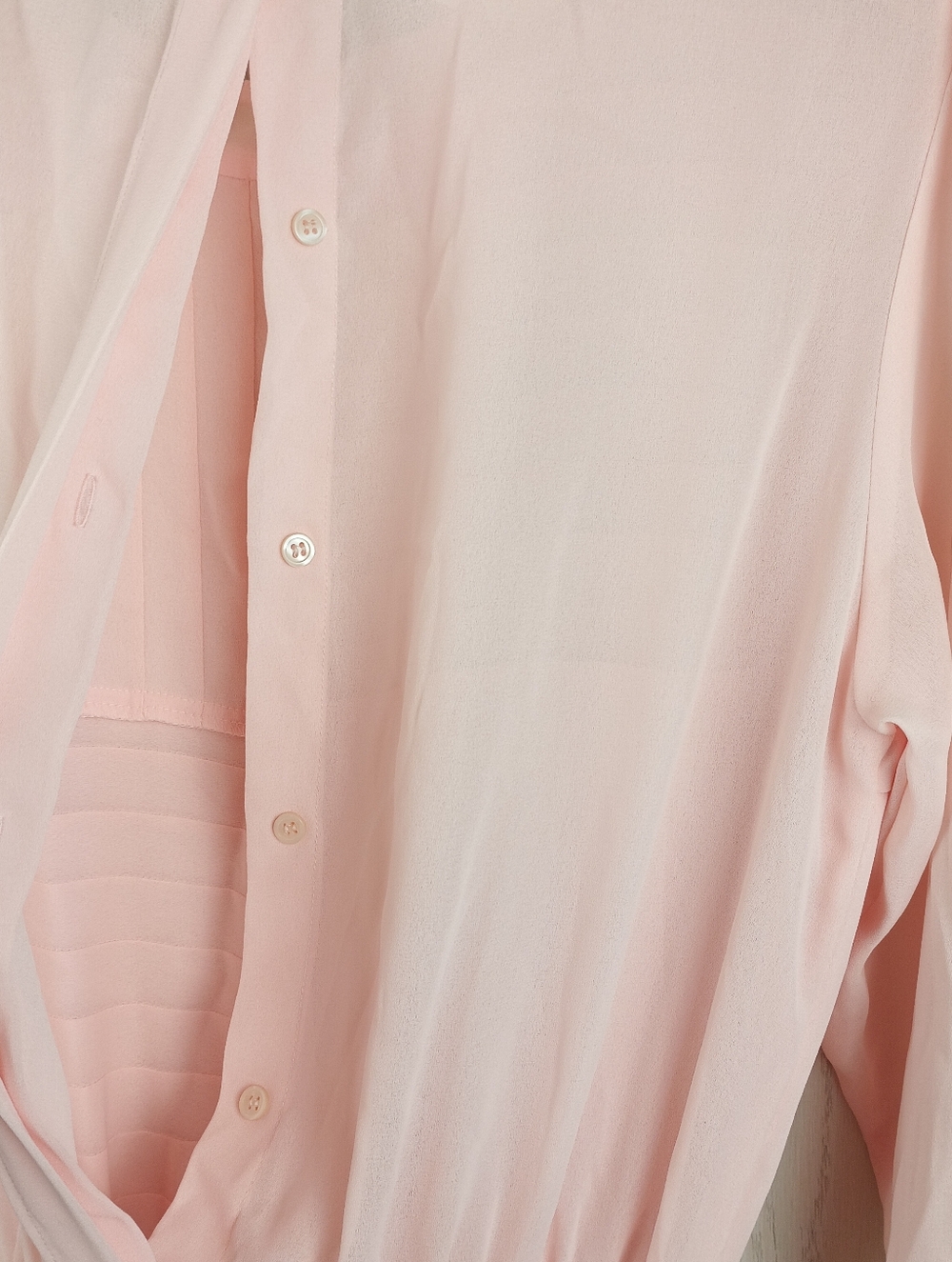 VTG Seret Dress Early 80’s 90s light pink sheer midi length sz 14 button back. - Picture 9 of 16